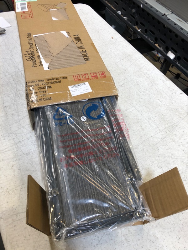 Photo 1 of Vintage Narrow Side Table with Storage Shelf, 3 Tier Slim End Table Modern Sofa Table for Narrow and Small Spaces, 24.6 Inch Height Bedside Table Small Nightstand with Magazine Rack/Grey