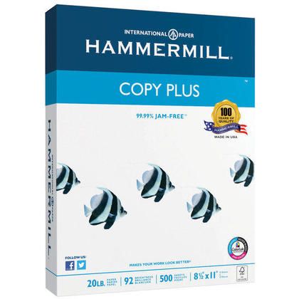 Photo 1 of Hammermill Copy Plus Print Paper 92 Bright 8.5 X 14 White 500 Sheets per Ream - HAM105015CT
