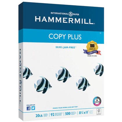 Photo 1 of Hammermill Copy Plus Print Paper 92 Bright 8.5 X 14 White 500 Sheets per Ream 10 Reams per Carton - HAM105015CT