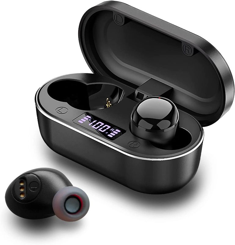 Photo 1 of HJYHJ Wireless Bluetooth Earbuds with Charging Case, 6H Single Playtime, Built in Mic Headset Premium Stereo Bass Noise Reduction, True in-Ear Headphones for Sport Sweat-Proof