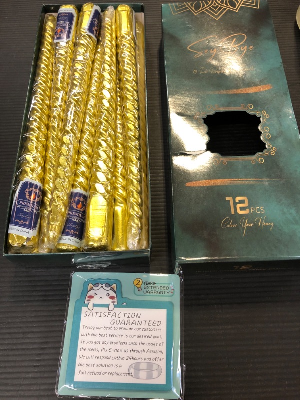 Photo 2 of 10 Inch Taper Candles, 12 Pack Tall Unscented Dripless Candles with Cotton Wicks Perfect for Dinner, Party, Wedding or Farmhouse Decor, 7-9 Hour Burn Time- 7/8" Base (10 inch/Spiral, Gold) 10 inch/Spiral Gold