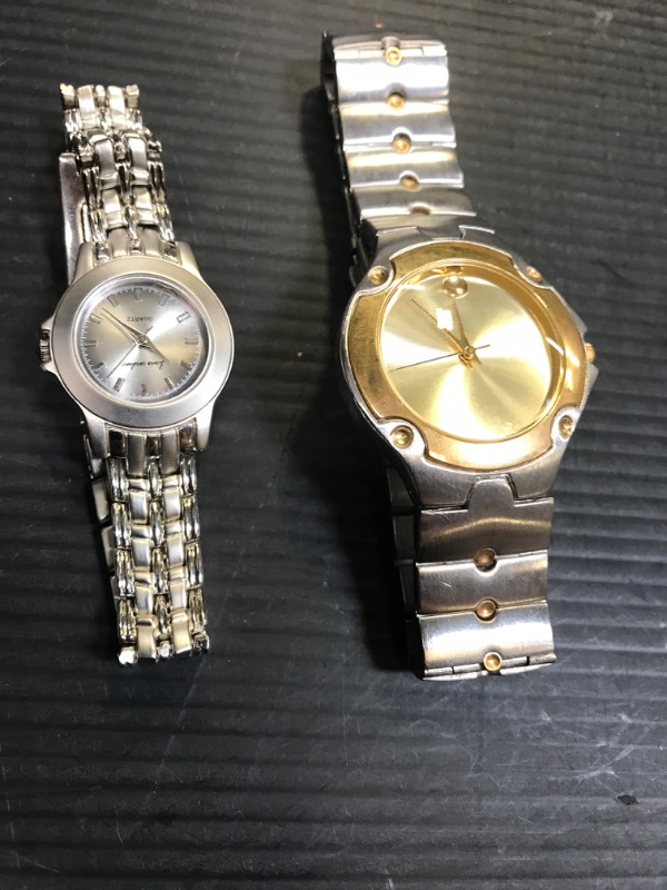 Photo 1 of 2 STAINLESS STEEL WATCHES , 1 WOMENS 1 MENS , JAPAN MOVEMENT & CHINA MOVEMENT 
