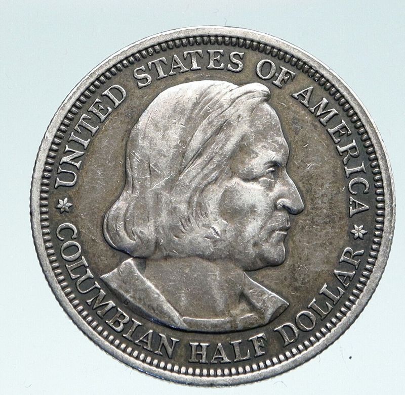 Photo 1 of 1893 USA COLUMBUS World's Fair SANTA MARIA SHIP Silver Half Dollar Coin ......Silver: 0.36169 troy oz