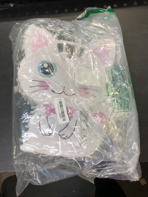 Photo 2 of Cat Pinata Cat Birthday Party Supplies Kitty Cat Pinatas with Blindfold and Bat Pink and White for Cat Party Favor Kids Girls Birthday Party Decorations, 14.2 x 12.8 x 3.2 Inch, Pink and White