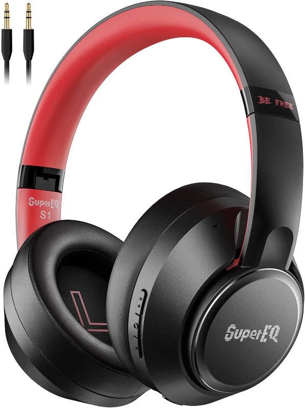 Photo 1 of SuperEQ S1 Hybrid Active Noise Cancelling Headphones, Hi-Res Audio, Wireless Over Ear Bluetooth Headphones, 45H Long Playtime, Deep Bass, Wireless & Wired 2-in-1 Ideal for Travel Home Office (Black)
