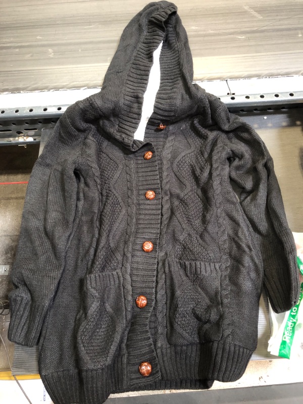 Photo 1 of Black Fleece Lined Hooded Cardigan M 