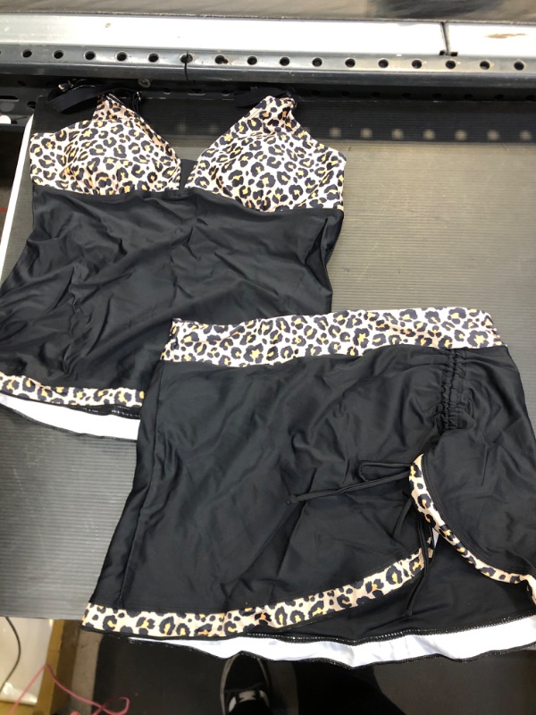 Photo 1 of 2PCS Black/Cheetah Swimsuit M