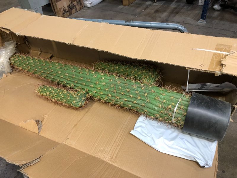 Photo 1 of 55"H artificial mexico cactus with paper eco planter