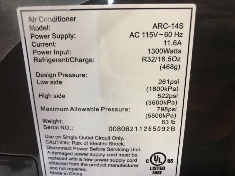 Photo 9 of Whynter ARC-14S 14,000 BTU Dual Hose Portable Air Conditioner, Dehumidifier, Fan with Activated Carbon Filter in Platinum and Black plus Storage bag for Rooms up to 500 sq ft
