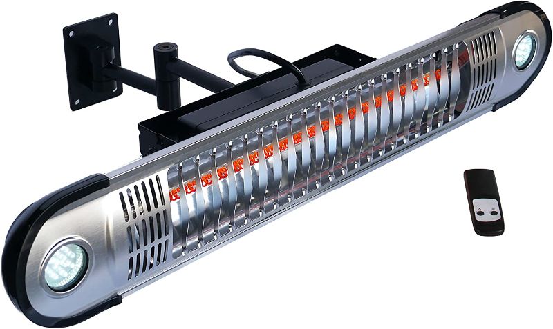 Photo 1 of EnerG+ Infrared Electric Outdoor Heater - Wall Mounted with LED & Remote, Silver (HEA-21533)
