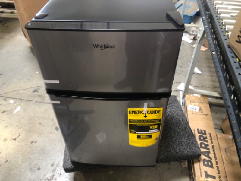 Photo 1 of 3.1 cu. ft. Mini Fridge in Stainless Steel with Dual Door True Freezer
