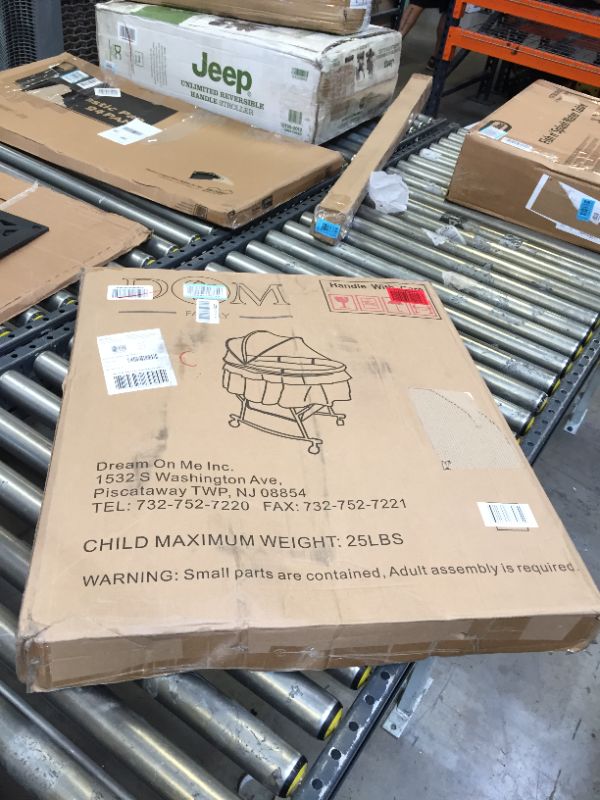 Photo 1 of Dream On Me Lacy Portable 2-in-1 Bassinet, White. Box Packaging is Damaged, Item is New, Item is Sealed
