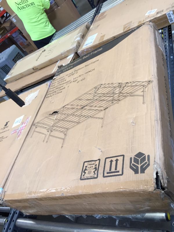 Photo 1 of 16 Inch platform Bed Frame. Size Queen. Minor scuffs on Metal bed Frame edges. Box Packaging Damaged, item is New.