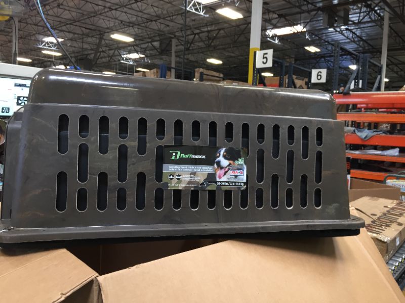 Photo 9 of Ruff Maxx 21797 Camouflage Pet Kennel, 36"/30-70 lb. Box Packaging Damaged, Bottom Half has Plastic Damage as Shown in Pictures. Missing Hardware
