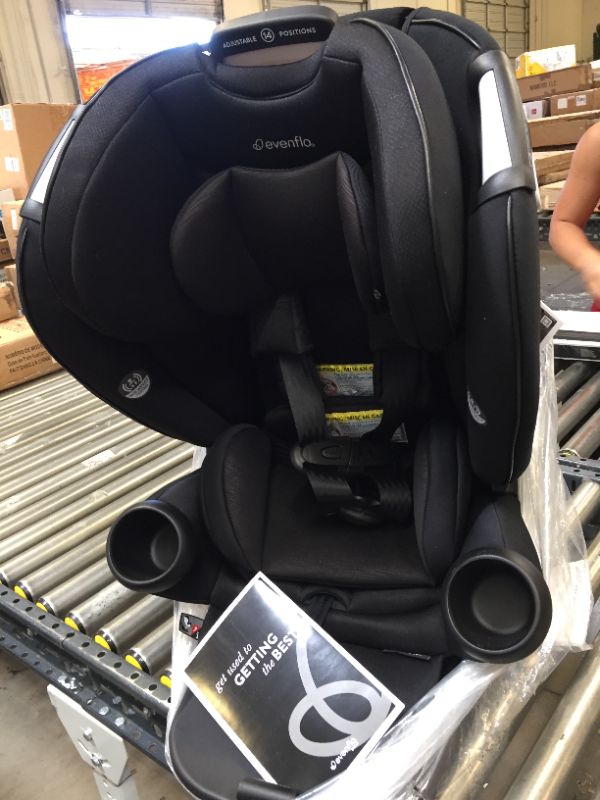 Photo 9 of Evenflo Gold Revolve360 Rotational All-in-1 Convertible Car Seat Swivel Car Seat Rotating Car Seat for All Ages Swivel Baby Car Seat Mode Changing 4120Lb Car Seat and Booster Car Seat, Onyx. Box packaging Badly Damaged, Item is New