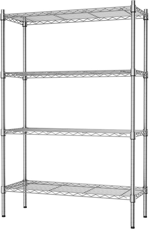 Photo 1 of Auslar 4-Shelf Storage Wire Shelves Heavy Duty 4 Tiers Standing Shelving Units Adjustable Metal Organizer Wire Rack, Chrome
