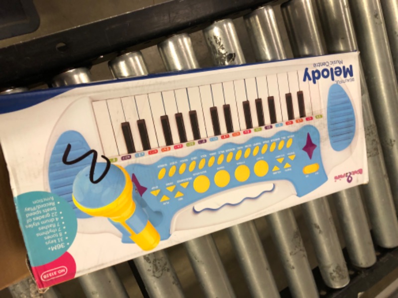 Photo 2 of Love&Mini Piano Toy Keyboard for Kids - Baby Girls Toys with 31 Keys and Microphone Musical Instrument Birthday Gift for 1 2 3 4 5 Years Old Girls and Boys (Blue) Blue 31 keys