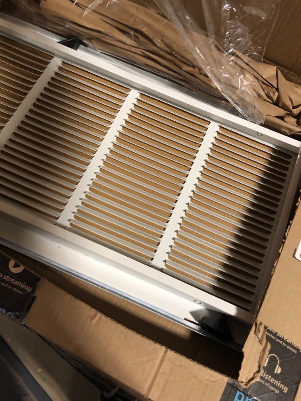 Photo 3 of 24" X 12" Steel Return Air Filter Grille for 1" Filter - Easy Plastic Tabs for Removable Face/Door - HVAC DUCT COVER - Flat Stamped Face - White [Outer Dimensions: 25.75 X 13.75]