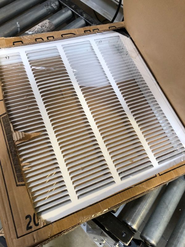 Photo 2 of 20"W x 20"H [Duct Opening Measurements] Steel Return Air Filter Grille [Removable Door] for 1-inch Filters | Vent Cover Grill, White | Outer Dimensions: 22 5/8"W X 22 5/8"H for 20x20 Duct Opening Duct Opening style: 20 Inchx20 Inch