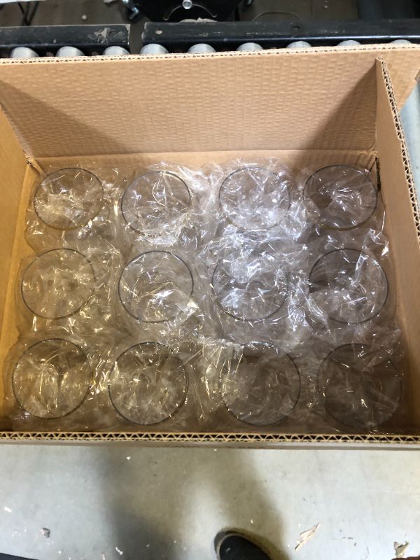 Photo 3 of 24 piece Stemless Disposable Unbreakable Crystal Clear Plastic Wine Glasses Set of 24 (12 Ounce - Gold Rim)