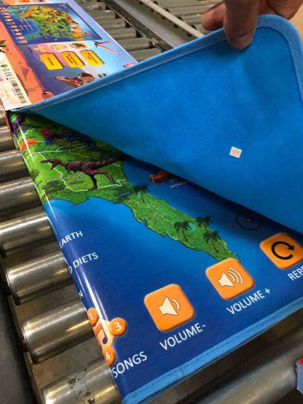 Photo 3 of Kurious Kid USA Interactive Dinosaur Map Poster for Kids - Educational Games, Songs, and Learning Activities Wall Chart Toy - Dino Gifts for Toddlers, Boys and Girls Ages 3-12