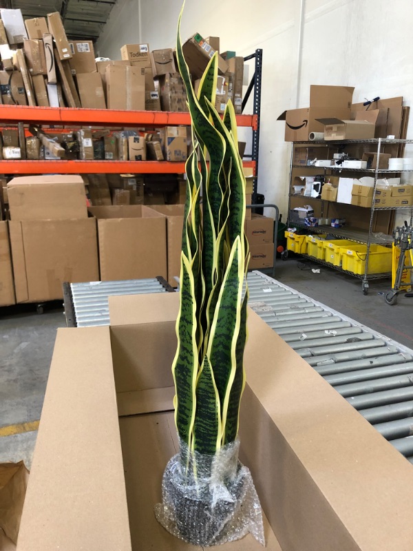 Photo 2 of Ailimama Artificial Snake Plant 39 Inch Yellow Fake Sansevieria, Perfect Faux Plants for Home Garden Office Store Decoration