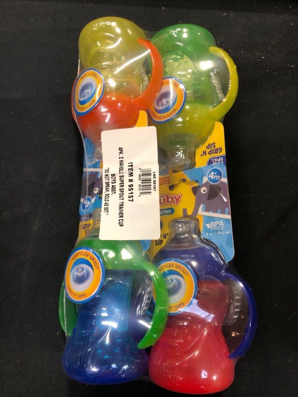 Photo 1 of Nuby No-Spill Super Spout 2 Handle Cup - Boy - 4pk - 8oz

