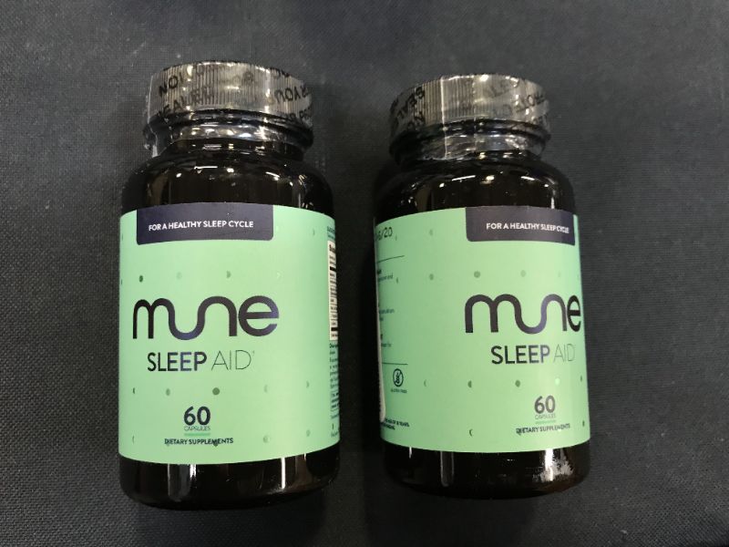 Photo 3 of 2 PACK Mune Sleep Aid with Melatonin, Motherwort, Gotu Kola, Magnolia Bark, GABA | 60 VEGAN Capsules (1-Month Supply) -- MFG DATE 06/2020 (NO EXP DATE PROVIDED) 
