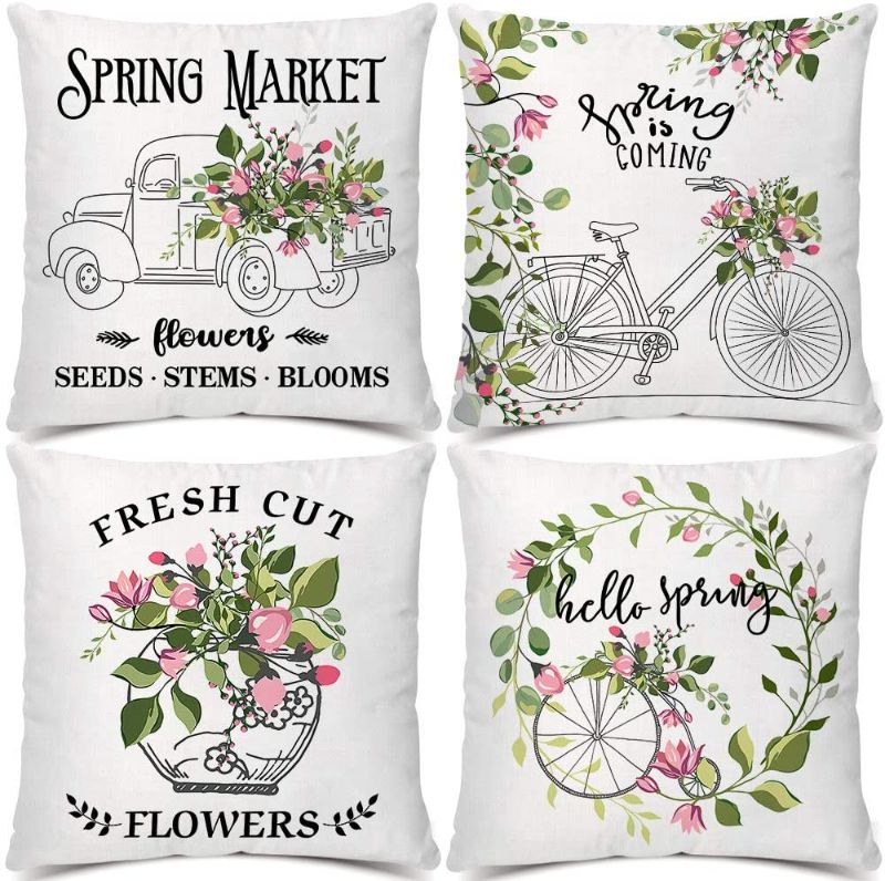 Photo 1 of Artivestion Spring Pillow Covers 18x18 Set of 4,Floral Throw Pillow Covers Farmhouse Decoration Pillow Covers
