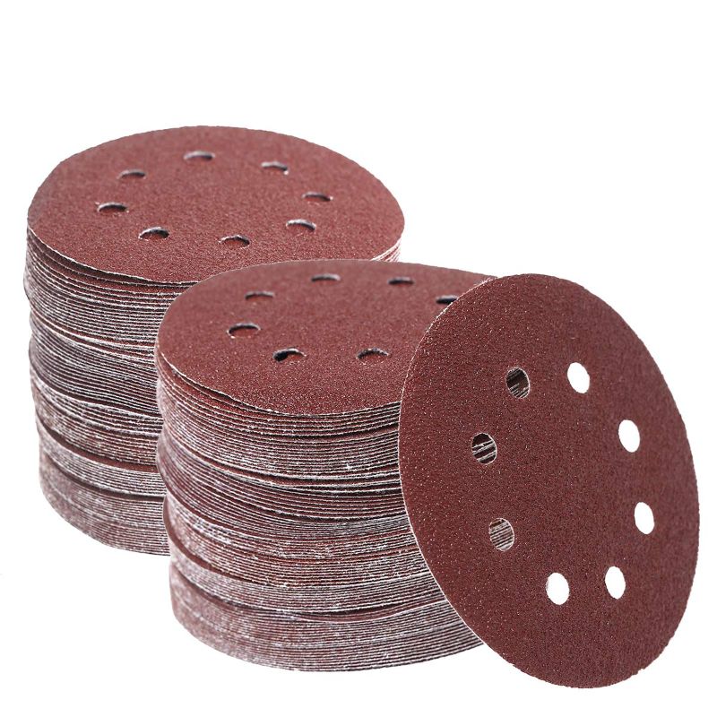 Photo 1 of 160 PCS 5 Inch Sanding Discs Hook and Loop Orbital Sander Sandpaper 40 60 80 100 120 150 240 320 400 600 Grit 8 Hole Sanding Discs (160 PCS, 40-600 GRIT)
