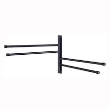 Photo 1 of 13 in. Wall Mount Bathroom Swivel Towel Bar with 4-Arm in Matte Black
