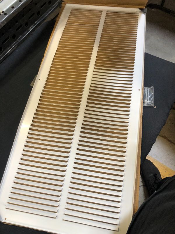 Photo 3 of 30"w X 10"h Steel Return Air Grilles - Sidewall and Ceiling - HVAC Duct Cover - White [Outer Dimensions: 31.75"w X 11.75"h]
