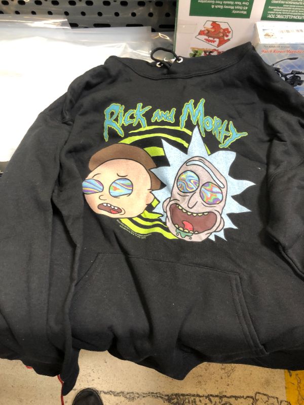 Photo 1 of rick and morty hoodie black size large 