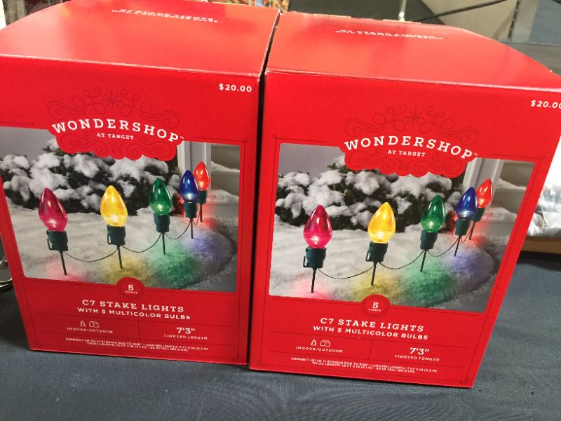 Photo 2 of 5ct Christmas Incandescent Large C7 Bulb Path Lights Multicolored - Wondershop™ 2 PACK 

