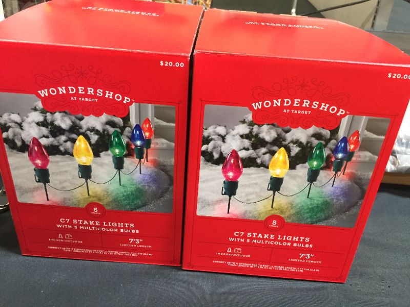 Photo 3 of 5ct Christmas Incandescent Large C7 Bulb Path Lights Multicolored - Wondershop™ 2 PACK 


