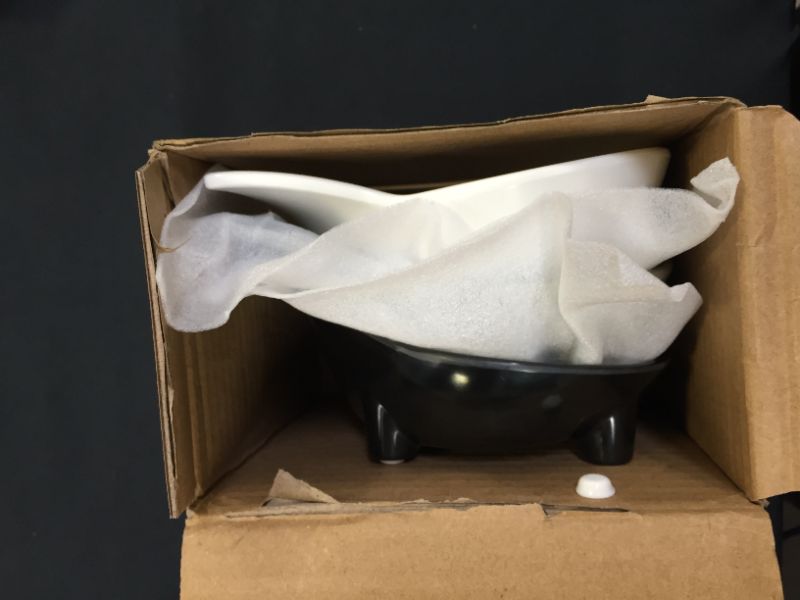 Photo 2 of 3 ceramic cat bowls set white, grey, black 