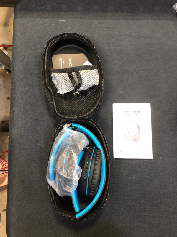 Photo 1 of Bluetooth Headphones Over-Ear, Zihnic Foldable Wireless and Wired Stereo Headset Micro SD/TF, FM for Cell Phone,PC,Soft Earmuffs &Light Weight for Prolonged Wearing (Black/Blue)
