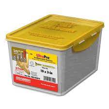 Photo 1 of 10 in. x 3 in. 5 lbs. Lox 2 Flat Scavenger Head Yellow Zinc Coarse Thread (Approximately 353-Pieces)
