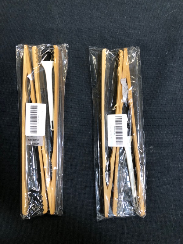 Photo 2 of 2 Pieces Bamboo Toast Tongs, 10.2 Inches Long Wood Toaster Tongs with Anti-slip Design, Tongs for Cooking with Cooking Oil Coating, Eco-friendly (2)
