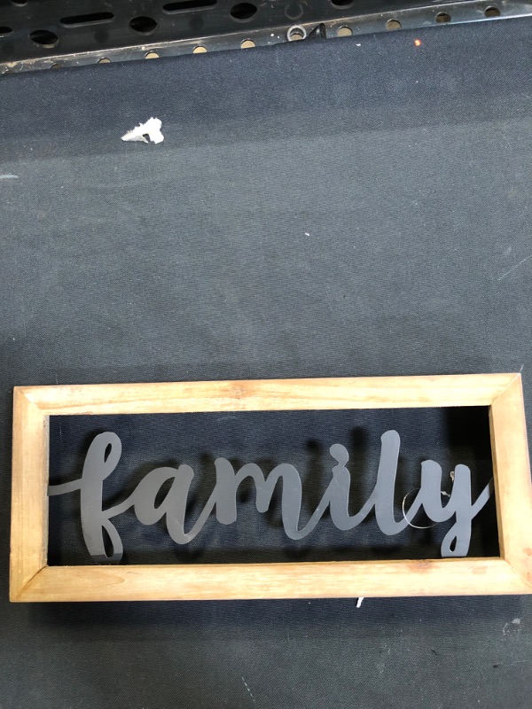 Photo 2 of 10 o'clock Family - 12" X 5.1" Wooden Signs Wall Decor Metal and Wood Framed Sign Modern Farmhouse Wall Hanging Art Family Sign Home Decor
