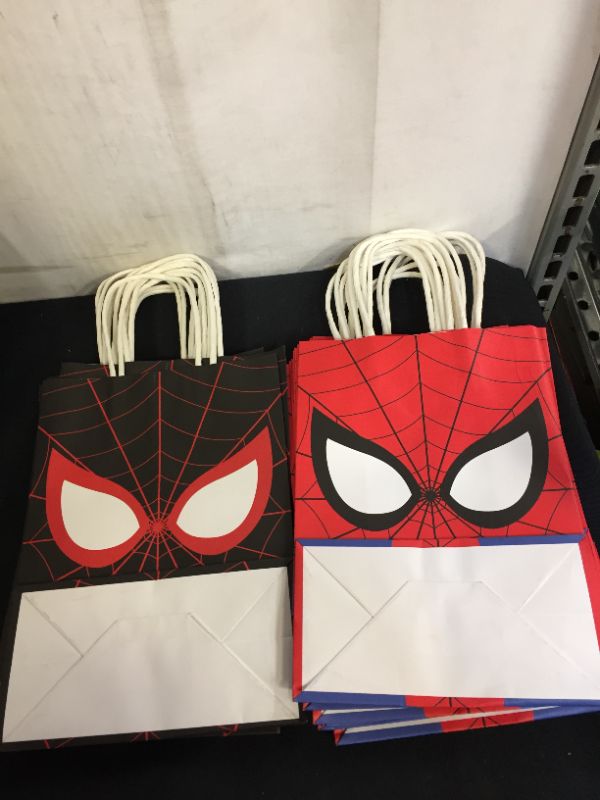 Photo 2 of 16 Pcs Spider Party Bags,Hero Party Treat Bags, Party Bags for Spider, Hero Gift Bags Kids Boys,Spider-Man Party Gift Tote Bag for Hero Theme Birthday Party Decorations and Supplies
