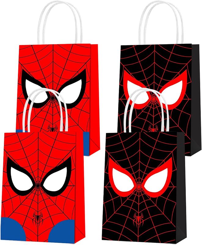 Photo 1 of 16 Pcs Spider Party Bags,Hero Party Treat Bags, Party Bags for Spider, Hero Gift Bags Kids Boys,Spider-Man Party Gift Tote Bag for Hero Theme Birthday Party Decorations and Supplies
