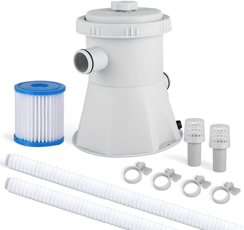 Photo 1 of 300GPH Pool Filter Pump for Above Ground Pool, Swimming Pool Pump Above Ground with Pool Filter Cartridge, Electric Pool Water Pump Filter for Pool Sand Cleaning Tool Set, 110-120V with GFCI
