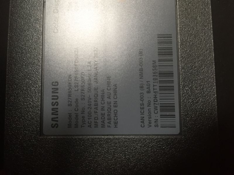 Photo 1 of Samsung Business S27R650FDN, SR650 Series 27 inch IPS 1080p 75Hz Computer Monitor for Business with VGA, HDMI, DisplayPort, and USB Hub, 3-Year Warranty
