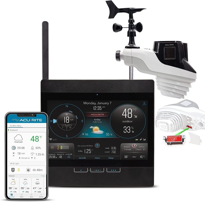 Photo 1 of AcuRite Atlas 01007M Weather Station with Temperature and Humidity Gauge, Rainfall, Wind Speed, Direction & Lightning Detection for Home Forecast
