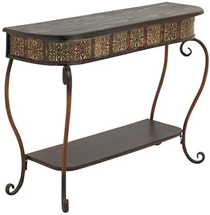 Photo 1 of Deco 79 Traditional Metal Console Table with Ornate Detailing, 32"H x 43"W, Brown
