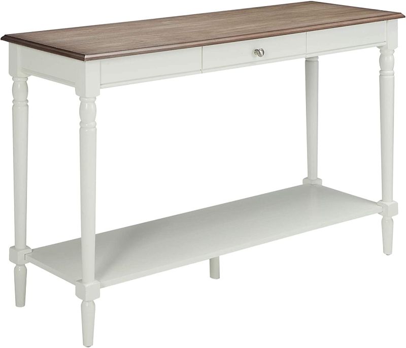 Photo 1 of Convenience Concepts French Country Console Table with Drawer and Shelf, Driftwood / White
