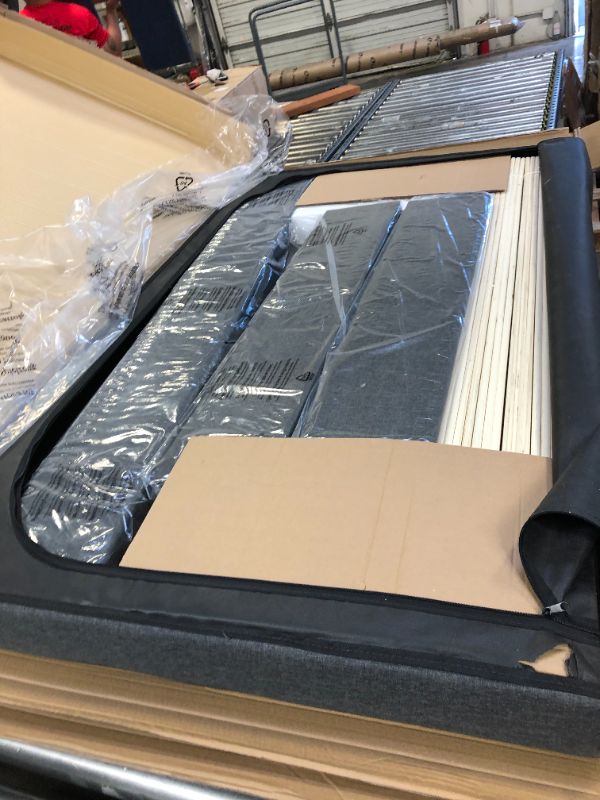 Photo 1 of Zinus Dachelle Upholstered Platform Bed Frame / Mattress Foundation / Wood Slat Support / No Box Spring Needed / Easy Assembly