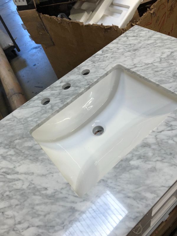 Photo 5 of CASAINC  36-in White Undermount Single Sink Bathroom Vanity with Off-white with Speckles Marble Top  
