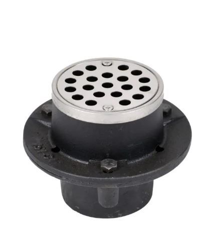 Photo 1 of ABS No-Caulk Shower Drain with Cast Iron Top and Round 3-1/4 in. Stainless Steel Strainer

